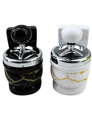 Wholesale Spinning Ashtray Ceramic "Marble Toilet" Design - Assorted