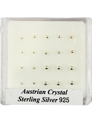 Wholesale Sterling Silver Ball Design Nose Studs Assorted Sizes (1mm, 1.5mm, 3mm) 