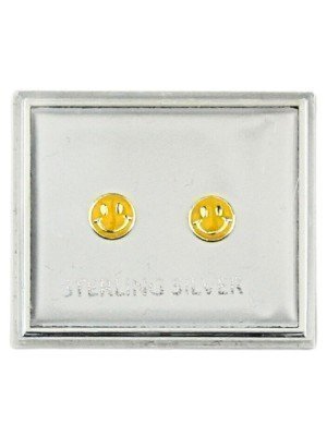 Wholesale Sterling Silver Smiley Face Design Earrings (6mm)