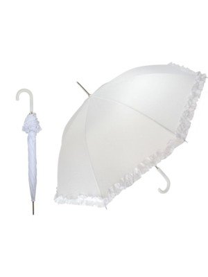 Wholesale Bridal White Wedding Auto Wind Resistant Umbrella With Crook Handle