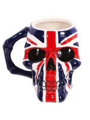 Wholesale UK Flag Skull Head Ceramic Shaped Mug