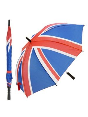 Wholesale Union Jack Auto Compact Golf Umbrella With Straight Handle - 23"