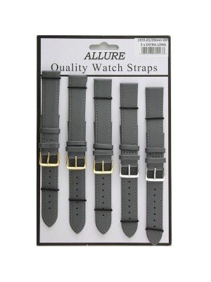 Wholesale Allure Plain Leather Watch Straps Grey - 20mm