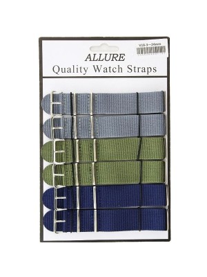 wholesale Allure Nato Replacement Nylon Watch Straps - Asst. Colours - 24mm