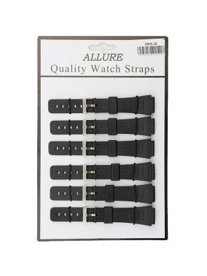 Wholesale Allure Casio Replacement (Non Genuine) PU Watch Straps - Black - 18mm