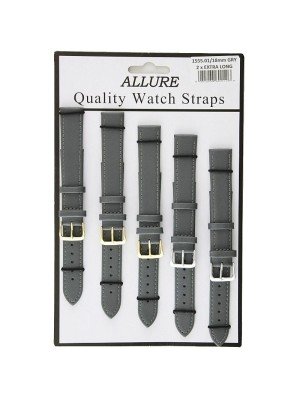 Wholesale Allure Plain Leather Watch Straps Grey - 18mm