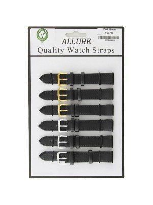 Wholesale Allure Plain Vegan Friendly Watch Straps - Assorted Colours - 18mm  