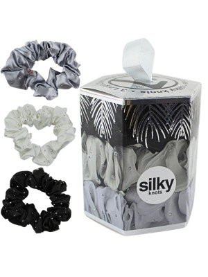 Wholesale W7 Silky Knots - 3 Large Diamante Silk Hair Scrunchies 