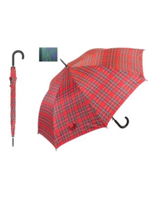 Wholesale Walking Umbrella -Tartan Print (Assorted Colours)