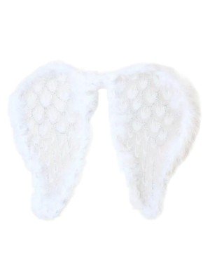 Wholesale White Net And Feather Angel Wings - 46x40cm