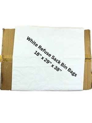 Wholesale White Refuse Sack Bin Bags 18'' x 29'' x 38'' (200 pcs)