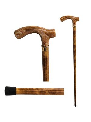 Wholesale Wooden Walking Stick With Marble Finish Crutch Handle