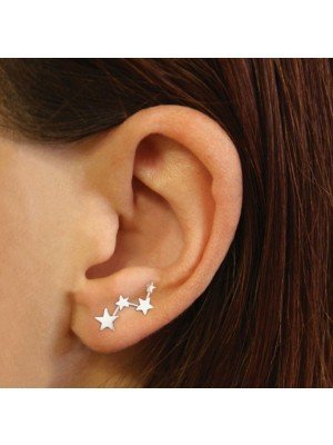 Sterling Silver Wish Upon a Star Crawler Ear Studs