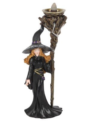Witch With Staff Backflow Incense Burner 