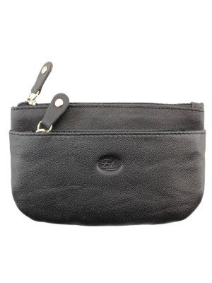 Wholesale Florentino Genuine Leather Purse With 2 Zipped Slots - Black