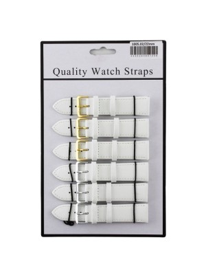 Allure Plain Leather Watch Straps - White - 22mm