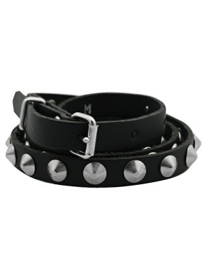 Leather 1 Row Conical Studded Belt Black (M)