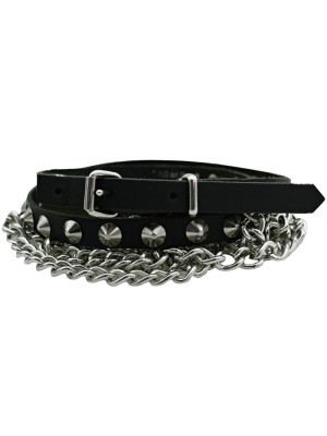 1 Row Conical & Chain 13mm Leather Belt(L)