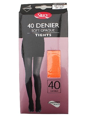 Silky 40 Denier Opaque Fashion Tights - Neon Orange (M)