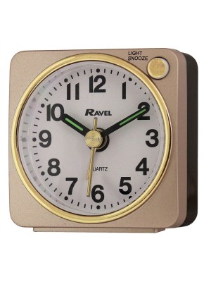 Ravel Quartz Mini Alarm Clock - Gold