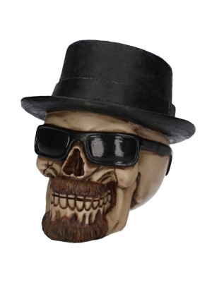 Badass Hat and Sunglasses Skull Figurine 14cm 
