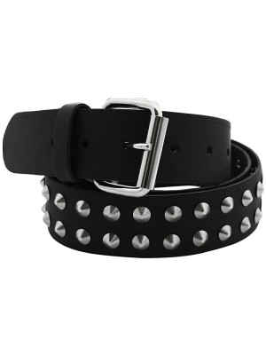 Leather 2 Row 38mm Conical Studded Belt Black (S)