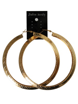 Gold Patterned Hoop Earrings - 10cm