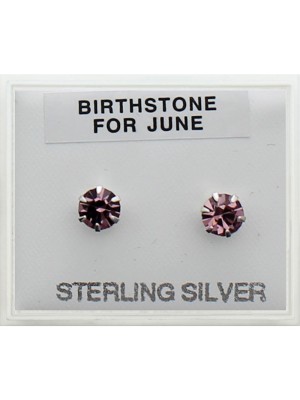 Birthstone Studs Earrings - June 5 mm
