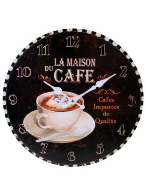 Black La Maison Du Cafe Wall Clock - 34cm