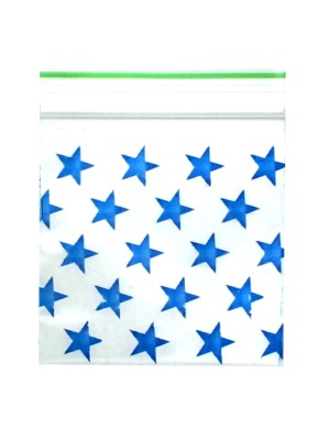 Zipper Grip Seal Printed Resealable Bags - Blue Star (40x40mm)