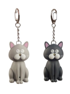 Cat LED Keyring With Meowing Sound - Assorted Colours 