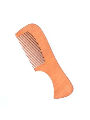 Curved Wooden Hair Comb With Handle - 16cm