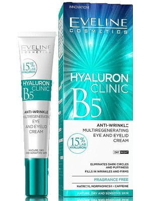 Eveline Hyaluron Clinic B5 Anti-Wrinkle Eye & Eyelid Cream-20ml (Exp. Date:08/23)