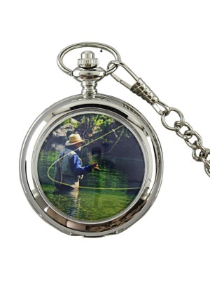 BOXX Fisher Print Pocket Watch With Chain - Silver