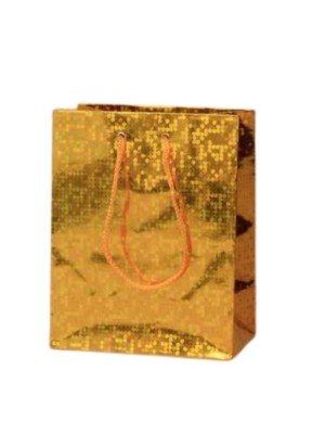 Gold holographic paper gift bag - 27x23x8cm 