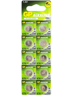 GP Alkaline Cell Watch Batteries LR44 A76 - (Pack of 10)
