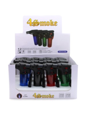 4Smk Jet Flame Refillable Lighters - Translucent - Assorted Colours