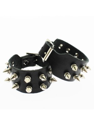 2 Row Spiked Leather Wristband