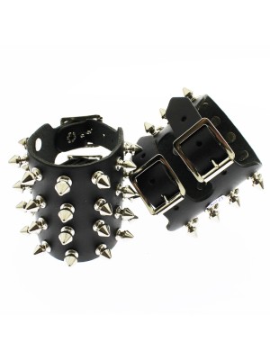 4 Row Spiked Leather Wristband
