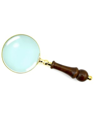 Gold Magnifying Glass with Wooden Handle - 24 cm