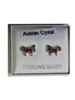 Sterling Silver Horse Studs (Austrian Crystal) - Approx 10mm