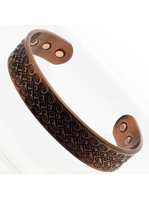 Magnetic Copper Bangle - Curled Swirl (M)
