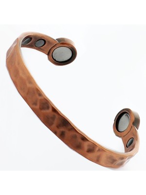 Bio Copper Magnetic Bangle - Hammered Design (M)