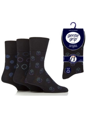 Men's "Spherical Realm" Gentle Grip Socks (3 Pair Pack) - Asst