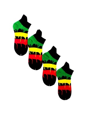 Men's Rasta Dripping Colours Design Trainer Socks (1 Pack)