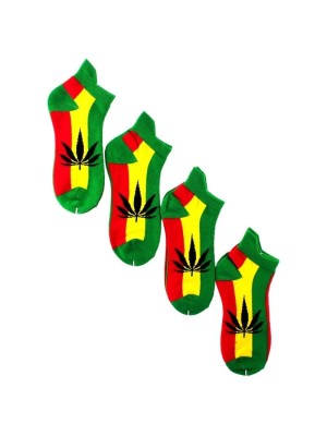 Men's Rasta Coloured Leaf Print Trainer Socks (1 Pack)