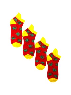 Men's Red & Yellow Leaf Design Trainer Socks (1 Pack)