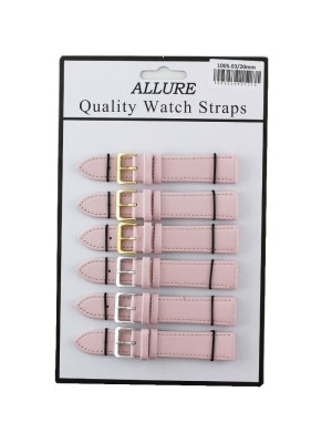 Allure Plain Leather Watch Straps - Pink - 20mm