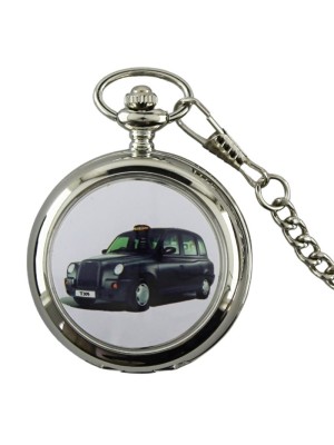 BOXX Black Cab Pocket Watch with Chain - Silver