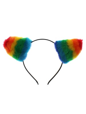 Rainbow Coloured Bunny Ears Headband